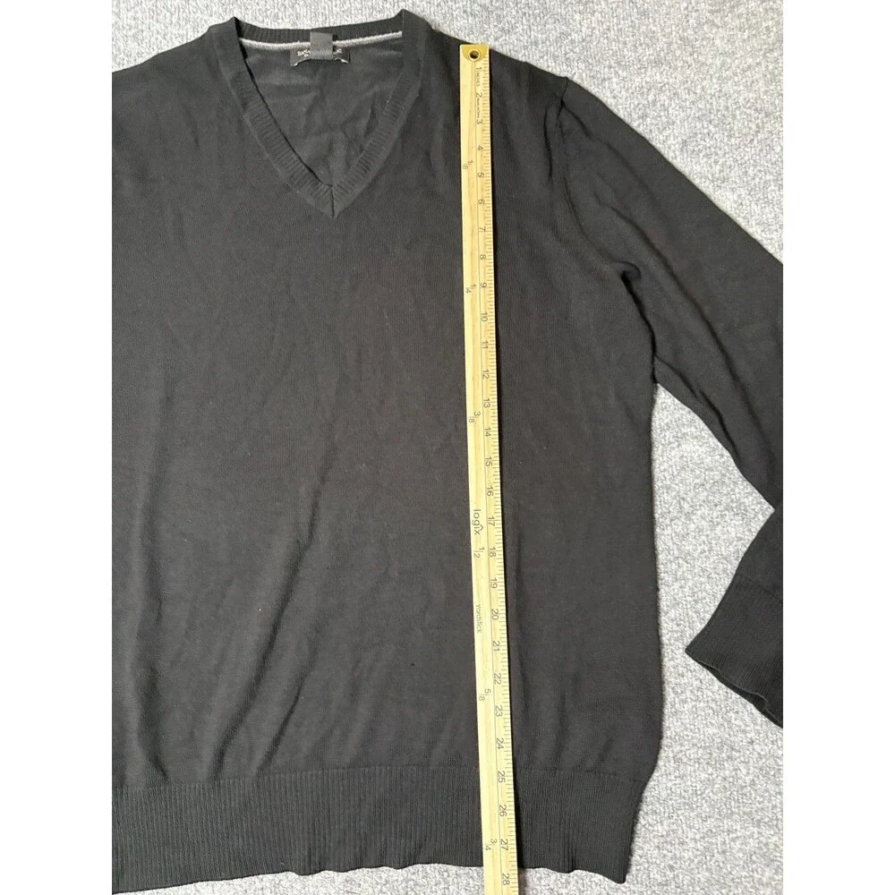 Banana Republic Sweater Mens XL Black V-Neck Merino Wool Lightweight Pullover